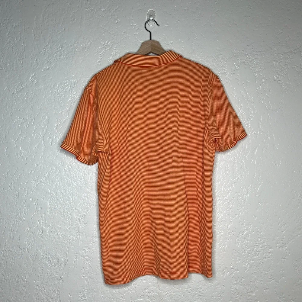 Psycho Bunny Mens Orange Striped Pima Cotton Polo Shirt Size 7/XL